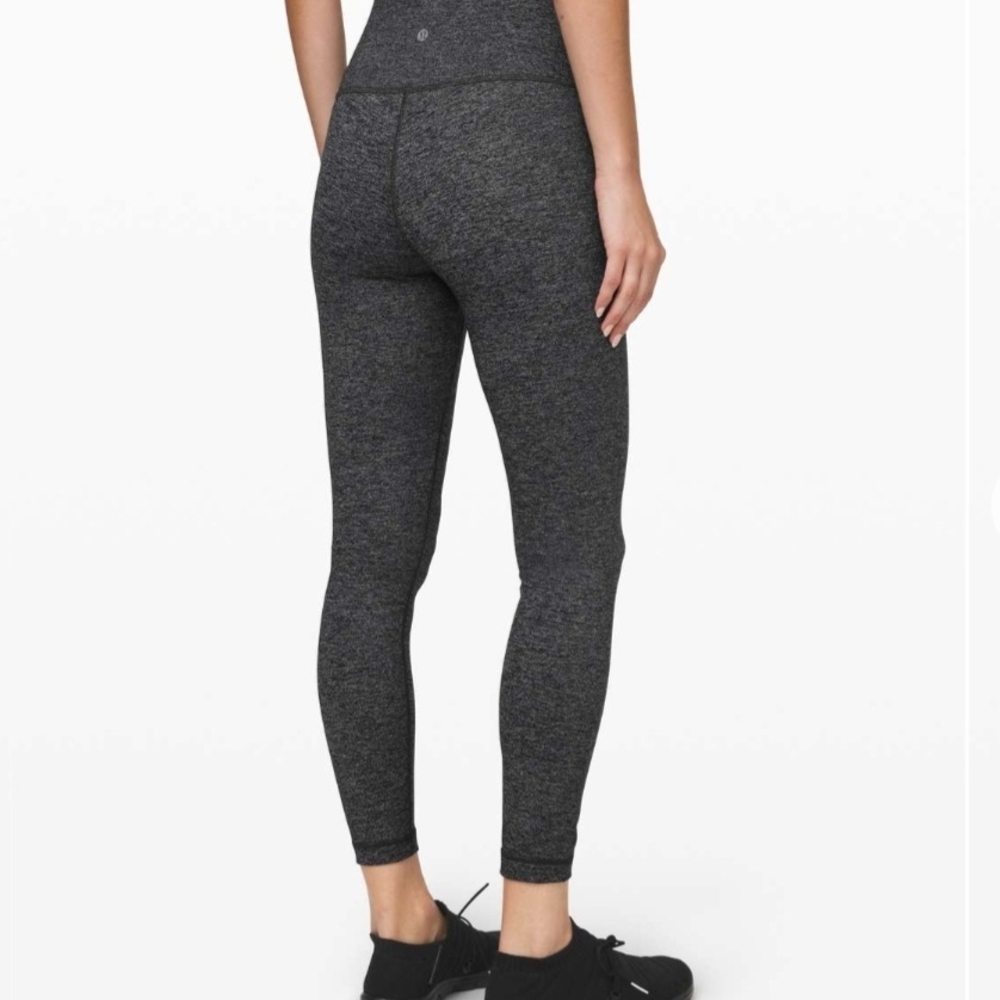 lululemon WUNDER UNDER heathered Black Leggings Sz 4